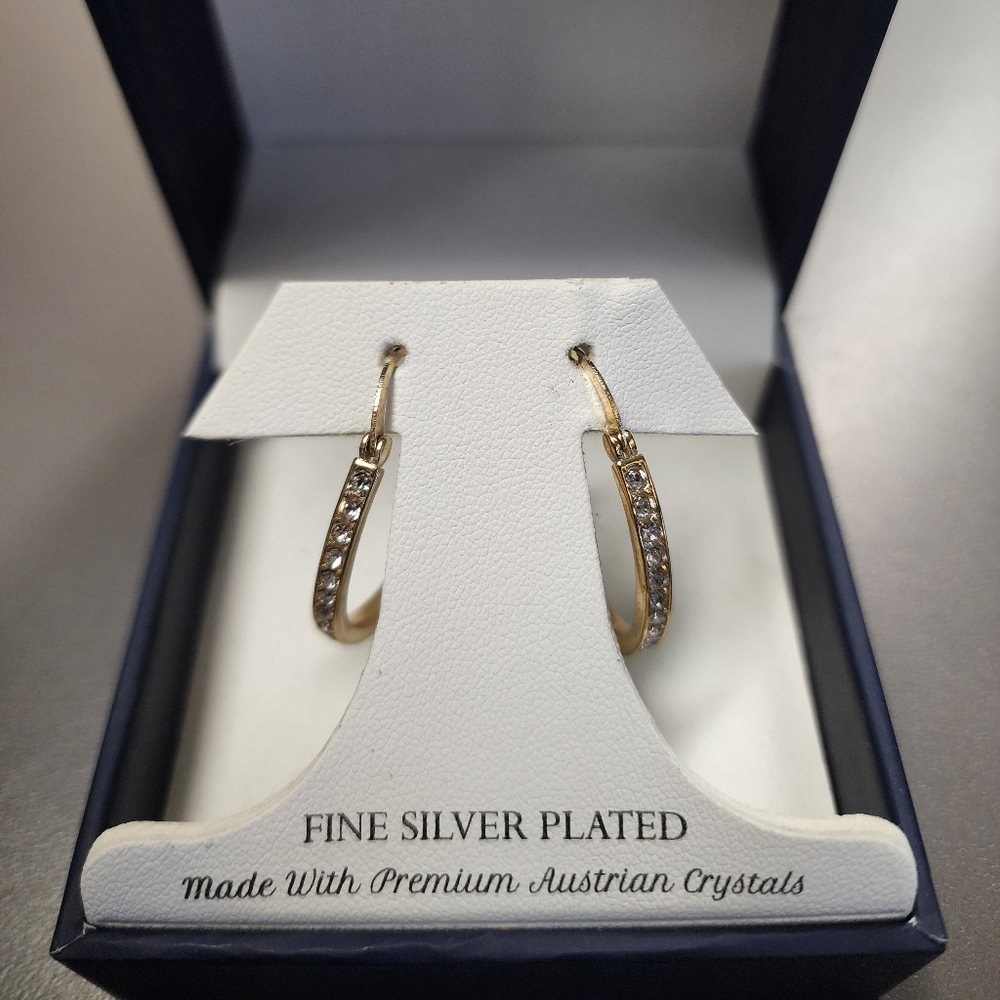 NWT Sophia James Silver Plated Crystal Hoops